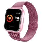 Relogio feminino P70 com pulseira em metal e silicone Rosa