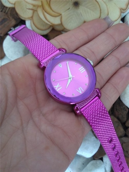 Relógio Feminino Pequeno Pulseira de Silicone Pink 4111