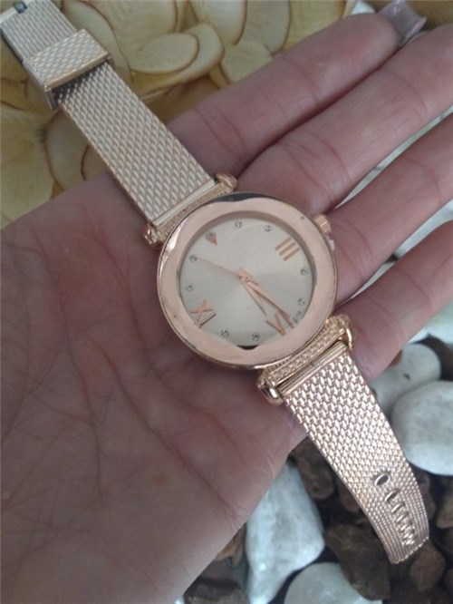 Relógio Feminino Pequeno Pulseira de Silicone Rosé/claro 4111
