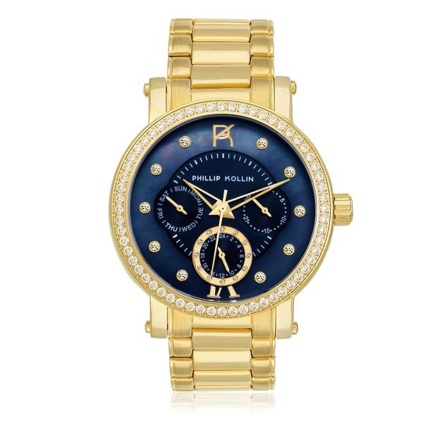 Relógio Feminino Phillip Kollin Bali Gold Blue Ref Zy28190a Dourado