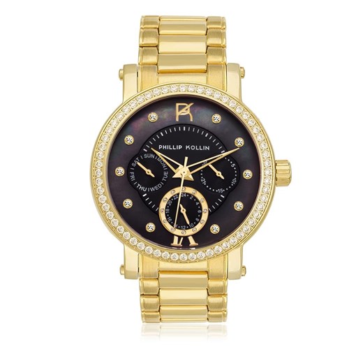 Relógio Feminino Phillip Kollin Bali Gold Ref Zy28065u Black