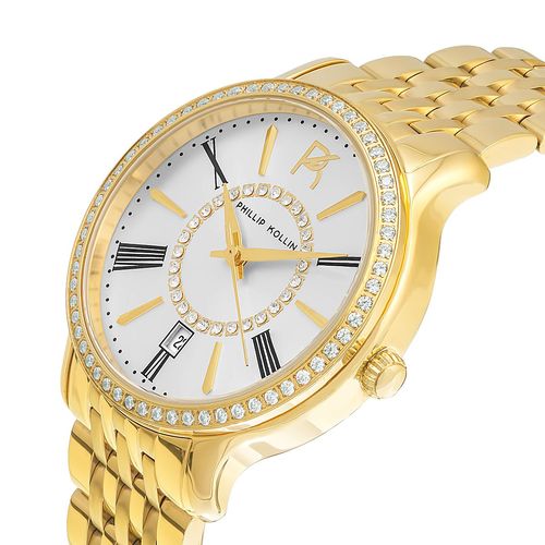 Relógio Feminino Phillip Kollin Calabria Gold Silver ZY28038H Dourado