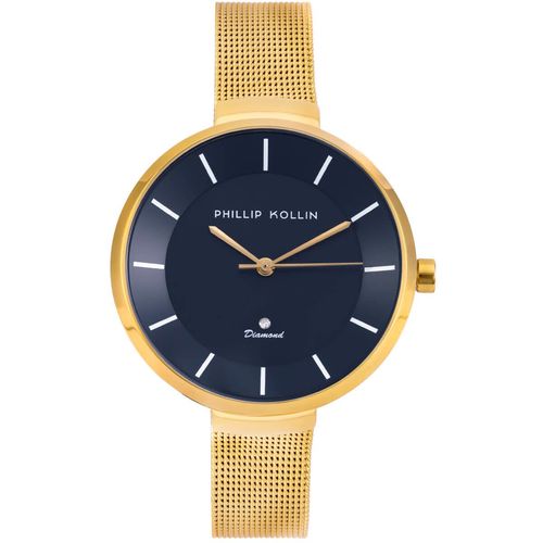 Relógio Feminino Phillip Kollin Ibiza Zw28049a Diamond Gold Blue