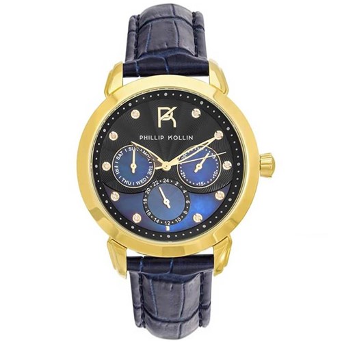 Relógio Feminino Phillip Kollin Islands Zy28109a Gold Blue