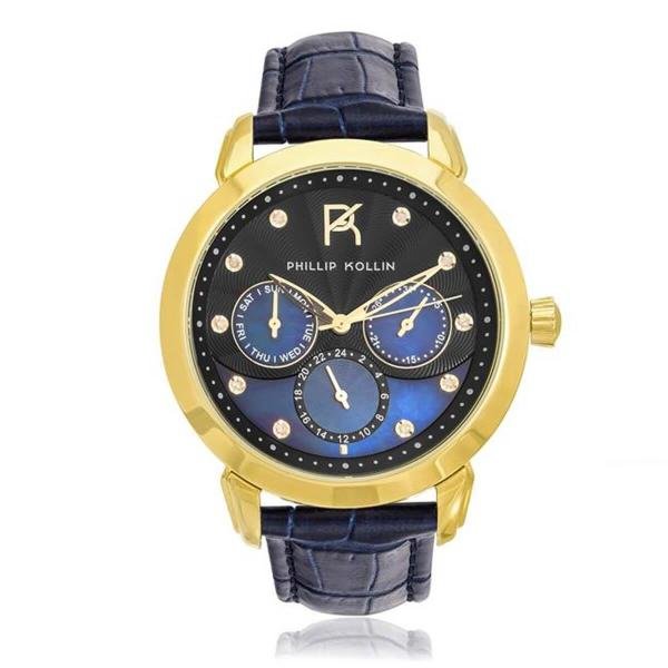 Relógio Feminino Phillip Kollin Islands Zy28109a Gold Blue