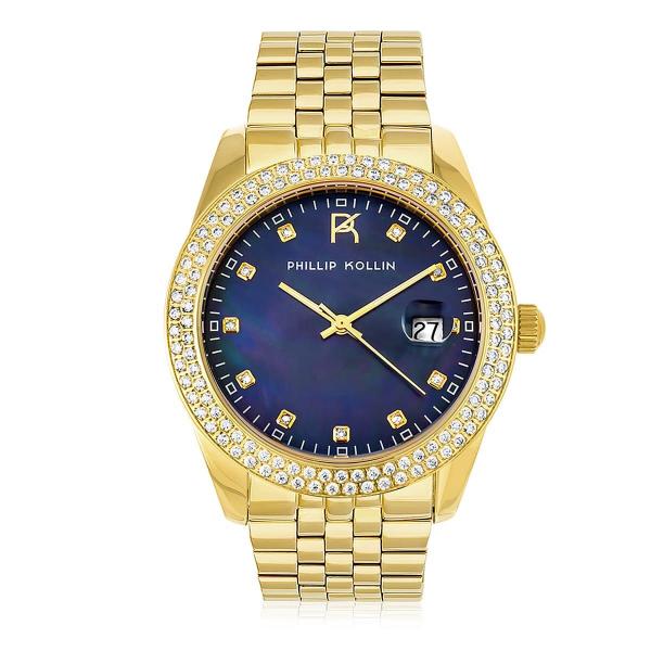 Relógio Feminino Phillip Kollin Malta Pearl ZY28074A Gold Blue