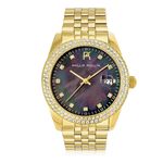 Relógio Feminino Phillip Kollin Malta Pearl ZY28074U Gold Black