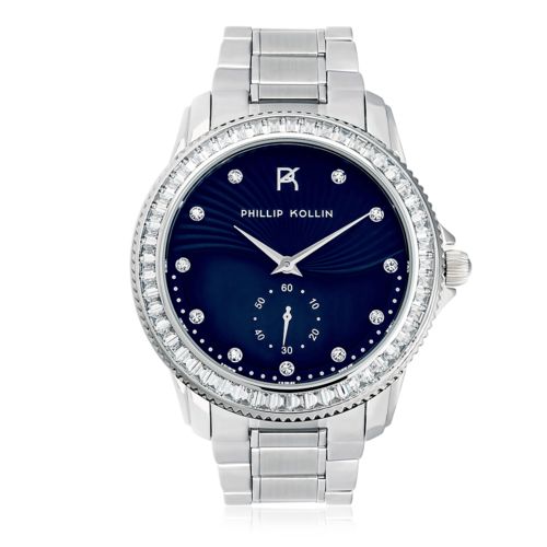 Relógio Feminino Phillip Kollin Malta ZY28047F Silver Blue