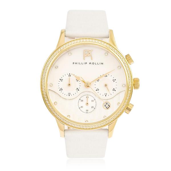 Relógio Feminino Phillip Kollin Santorini Zy28001m Gold White