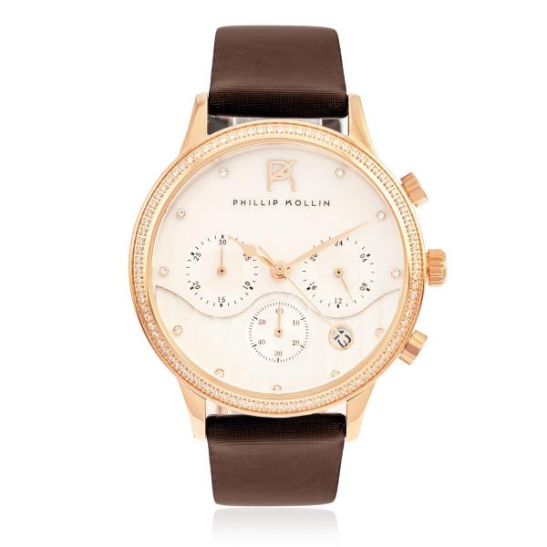 Relógio Feminino Phillip Kollin Santorini Zy28001z Rose Brown