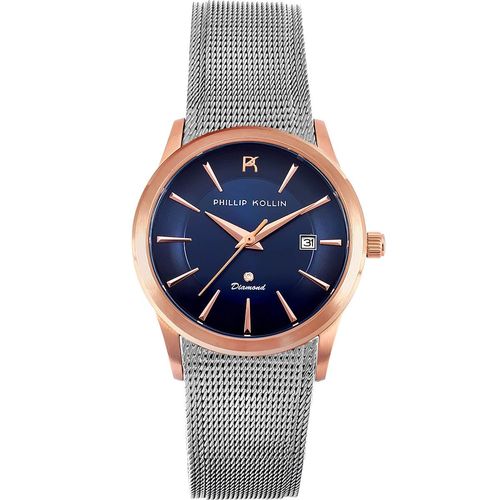 Relógio Feminino Phillip Kollin St Maarten Zw28058z Diamond Silver Rose Blue