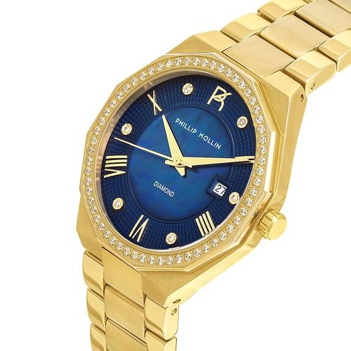 Relógio Feminino Phillip Kollin St. Maarten ZY28163A Gold Blue