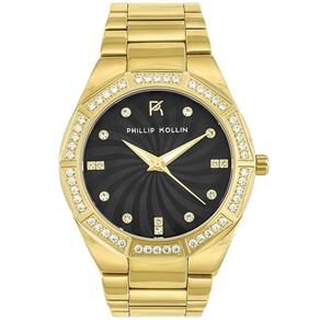 Relógio Feminino Phillip Kollin ZY28092U Malta Gold Fundo Preto