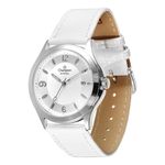 Relogio Feminino Prata Champion Couro Branco Data Ca20554s