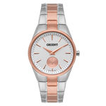 Relogio Feminino Prata Com Rose Orient Com Swarovski Ftss006