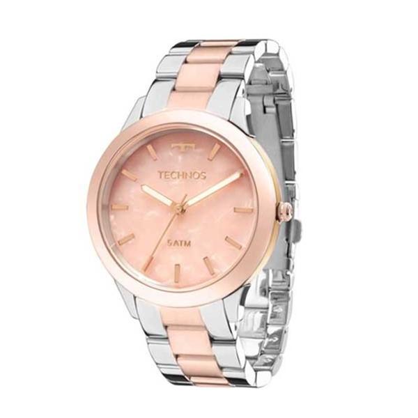 Relogio Feminino Prata com Rose Technos Fundo Rosa Y121e5dg