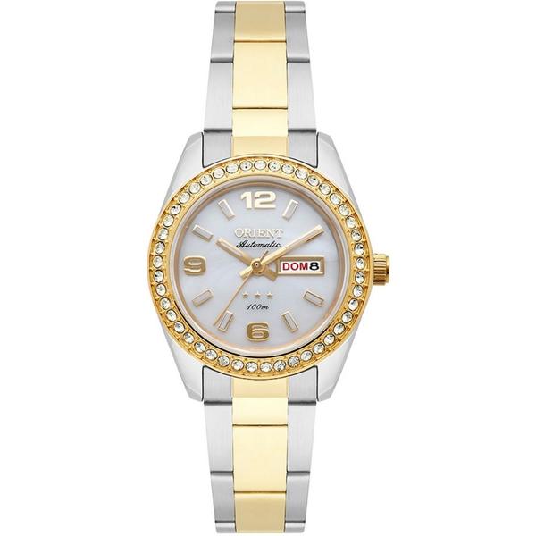 Relogio Feminino Prata e Dourado Orient com Pedras Zircônia