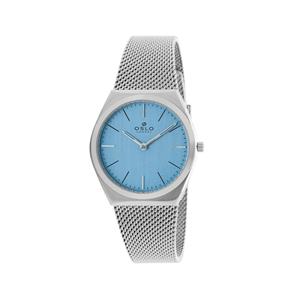 Relogio Feminino Prata Fundo Azul Slim Ultra Fino de Luxo