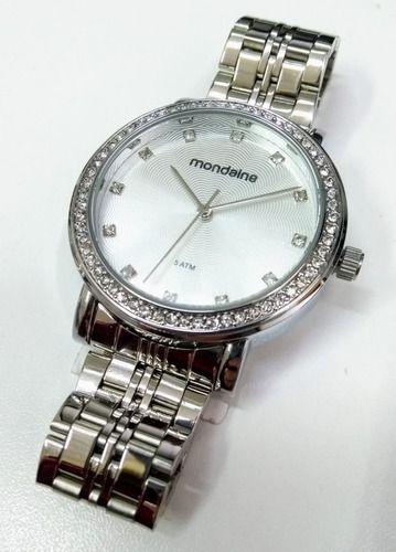 Relógio Feminino Prata Mondaine 76523l0mvne2 Strass Garantia