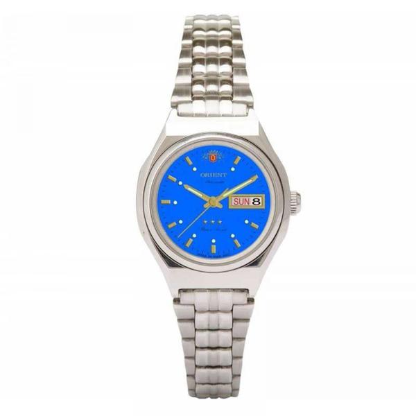 Relogio Feminino Prata Orient Automatico Pequeno Fundo Azul