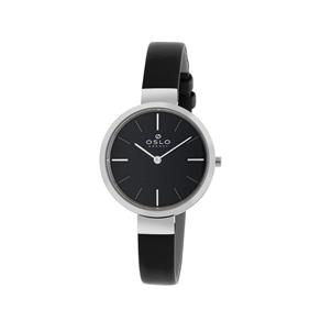 Relogio Feminino Prata Slim Ultra Fino Pulseira Couro Preto