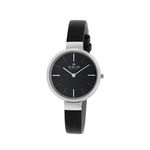 Relogio Feminino Prata Slim Ultra Fino Pulseira Couro Preto