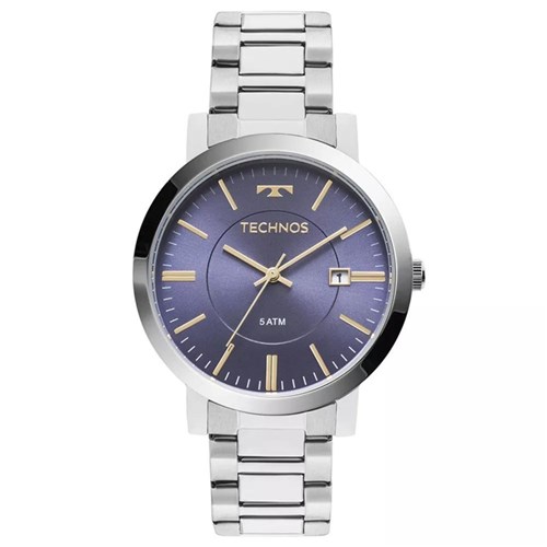 Relogio Feminino Prata Technos Elegance Fundo Azul Analógico