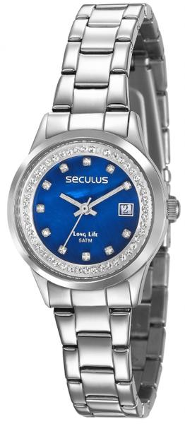 Relógio Feminino Prateado Seculus Long Life 77014L0SVNA2