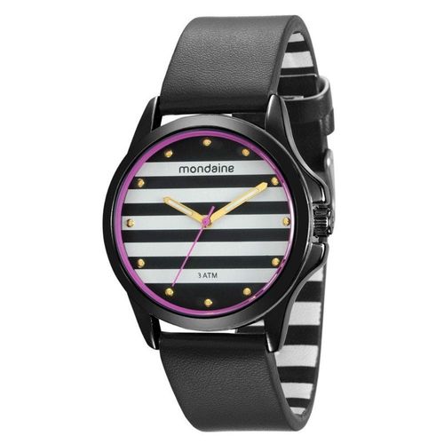 Relógio Feminino Preto com Pulseira de Couro 76687lpmvph1