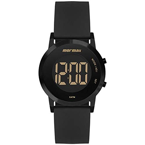 Relógio Feminino Preto Digital Mormaii Pulseira de Silicone