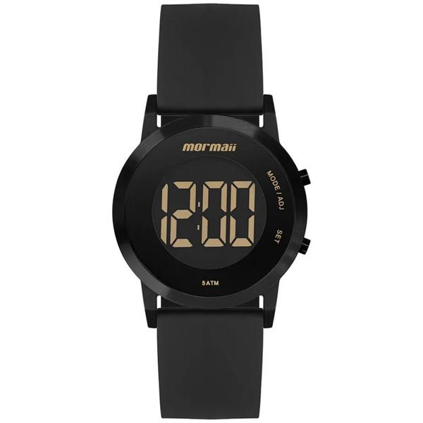 Relógio Feminino Preto Digital Mormaii Pulseira de Silicone