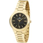 Relógio Feminino Preto Dourado Pulseira Aço Champion CH22984U