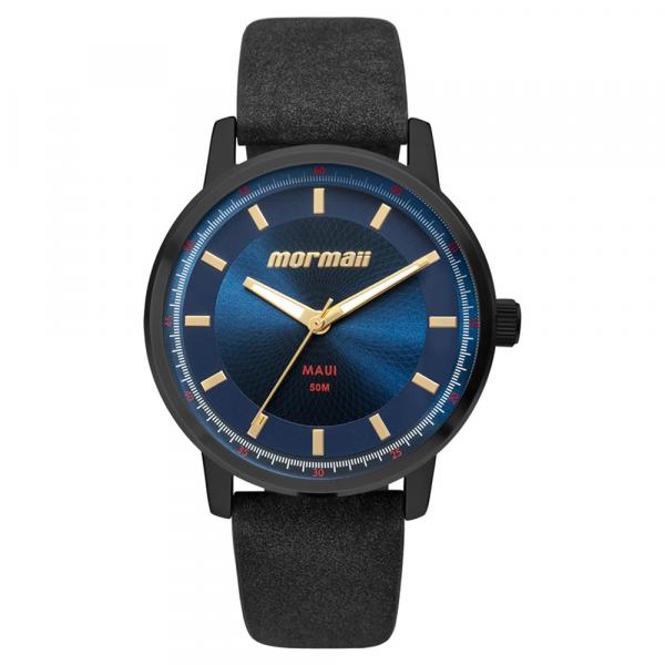 Relogio Feminino Preto Fundo Azul Pulseira Couro MO2035IA/2A - Mormaii