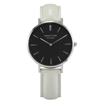 Relógio Feminino Pulseira Couro Italiano Off White - James Cook - Modelo Black Stowe Prata