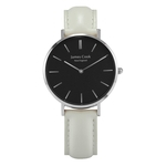 Relógio Feminino Pulseira Couro Italiano Off White - James Cook - Modelo Black Stowe Prata