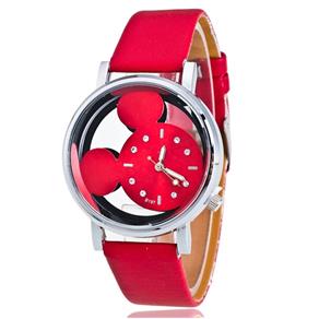 Relógio Feminino Pulso Analógico Mickey Mouse Disney Vermelho