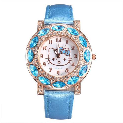 Relógio Feminino Pulso Hello Kitty Infantil Adulto - Azul