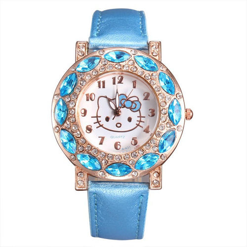 Relógio Feminino Pulso Hello Kitty Infantil Adulto - Azul
