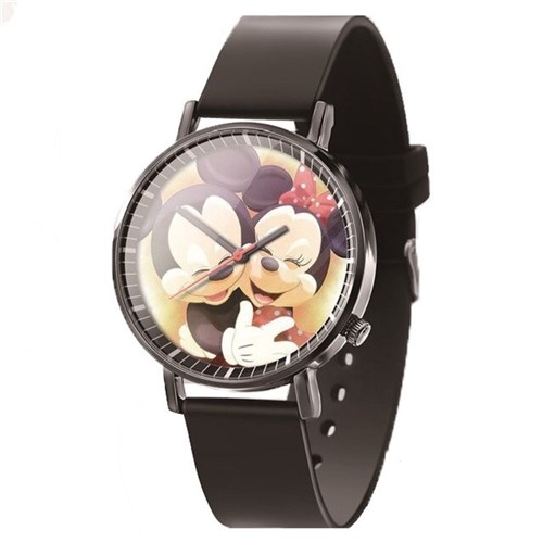 Relógio Feminino Pulso Preto Mickey Mouse Minnie Disney 03