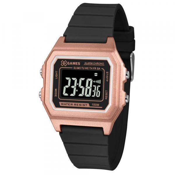 Relogio Feminino Quadrado Digital Rose Xgames Pulseira Preta - X Games