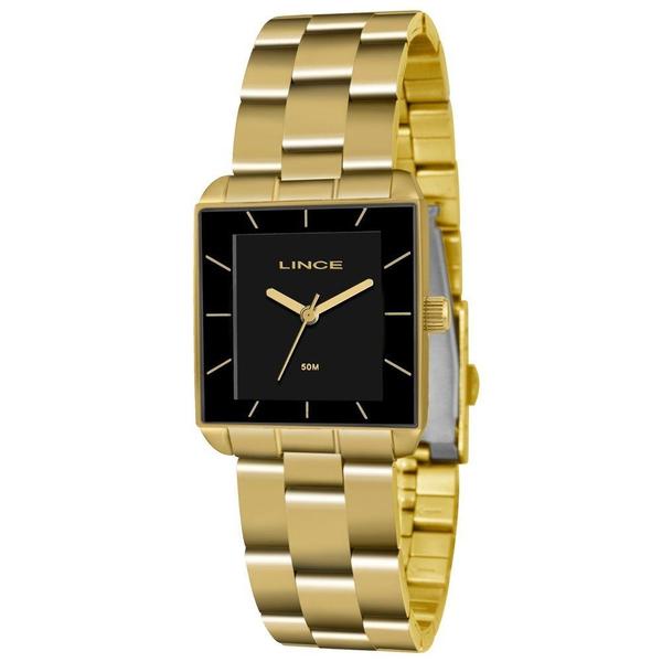 Relogio Feminino Quadrado Dourado Lince LQG4583L P1KX