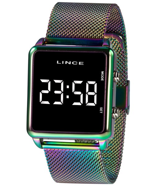 Relógio Feminino Quadrado Multicolor Led Lince Mdt4619L-Bxqx