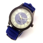 Relógio Feminino Quartz Com Pulseira Azul Em Borracha