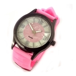 Relógio Feminino Quartz Com Pulseira Rosa Em Borracha