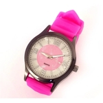 Relógio Feminino Quartz Com Pulseira Rosa Em Borracha