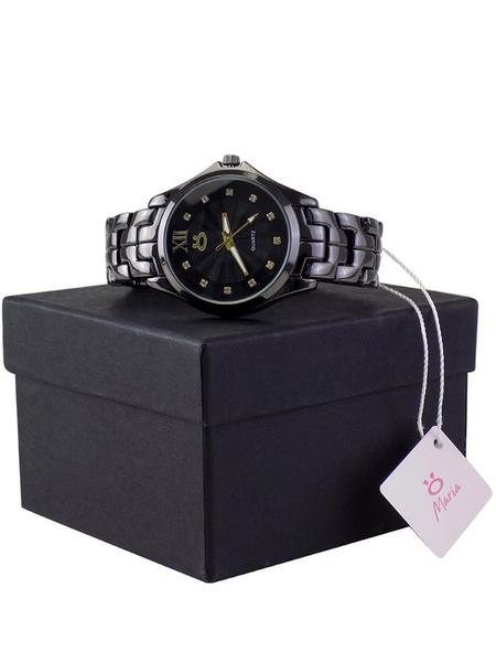 Relógio Feminino Quartz Preto Orizom + Colar + Brinco