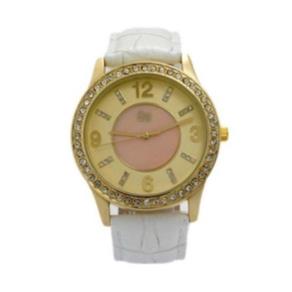 Relógio Feminino Quartzo Gw180043 Pulseira de Couro Genuíno - Branco/Ouro
