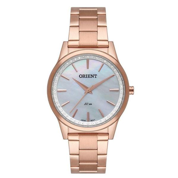 Relogio Feminino Rose Gold Orient com Pedras Todo em Aço +NF