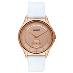 Relogio Feminino Rose Pulseira Couro Branco Orient Original