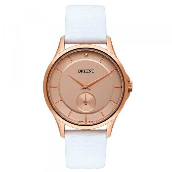 Relogio Feminino Rose Pulseira Couro Branco Orient Original